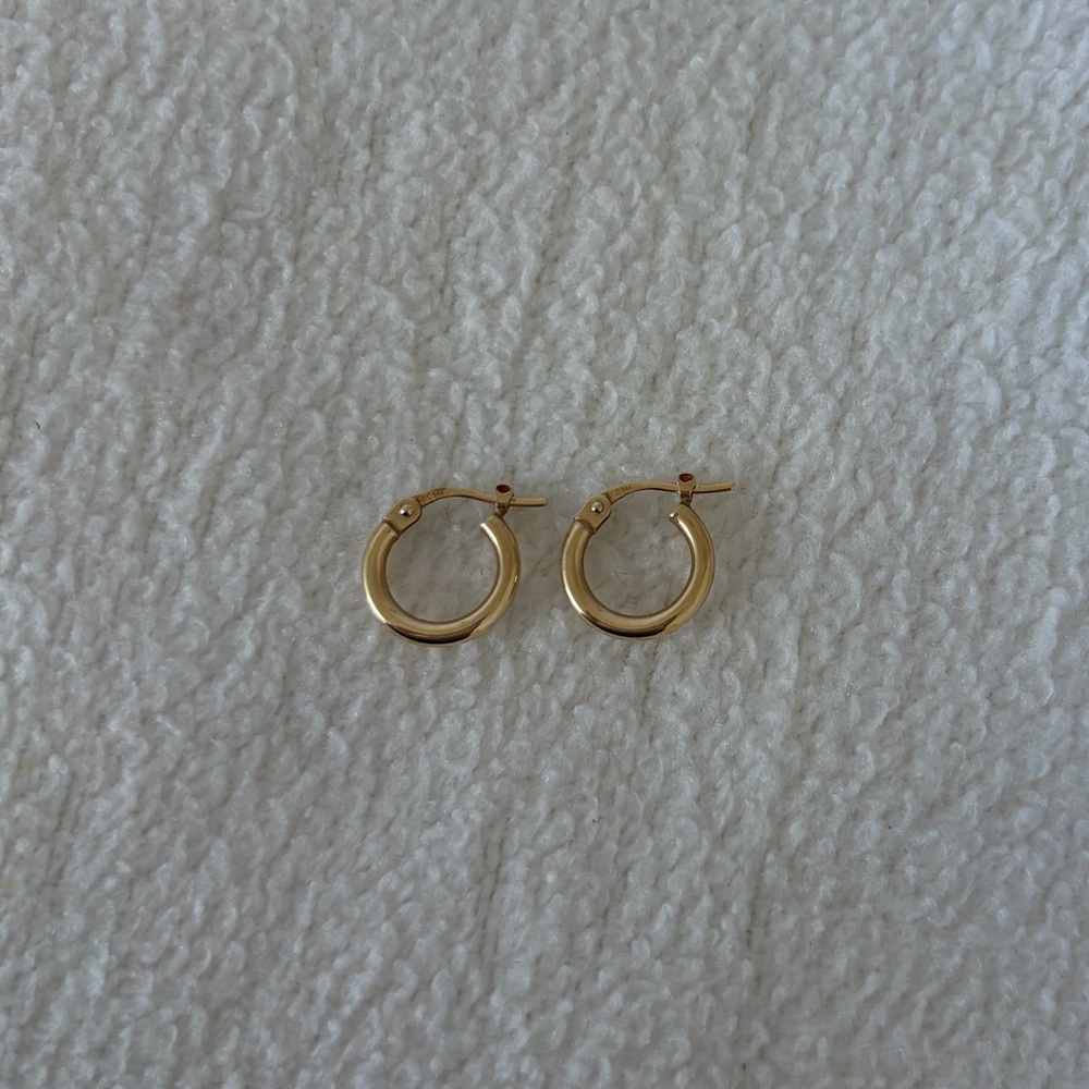 14k Solid Gold Hoops 12.9 Diameter